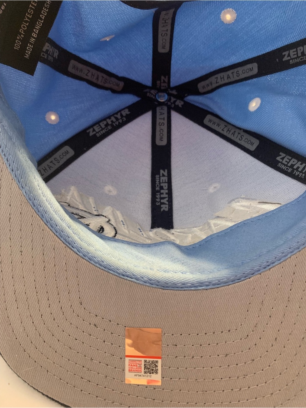 Vintage Style Zephyr UNC Carolina Snapback Hat Blue Black Flat Brim Cap Official - Picture 5 of 9